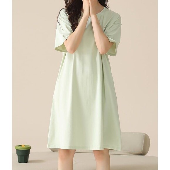 Cotton Light Green Pajama Nightgown Sleepwear SleepShirt Night Dress Nightshirt - Picture 6 of 10